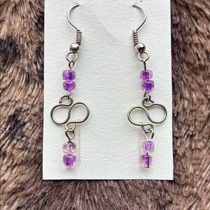 Elegant Purple Infinity Drop Earrings